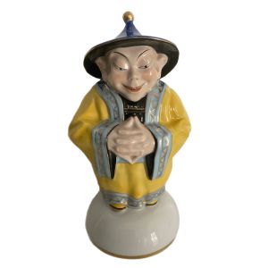 Chinese Man Porcelain Figurine Incense Burner Lamp 
