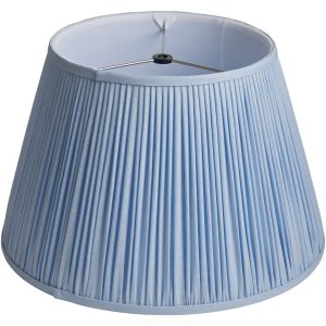 Black Washer Pleated Lampshade - Light Blue Linen