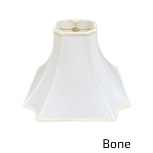 Inverted Square Bell Lampshade with Gimp Trim 6.5x6.5-19x19-14.5 Bone
