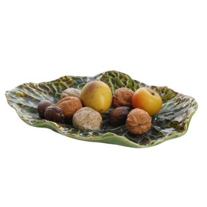 Majolica Leaf with Nuts and Fruit