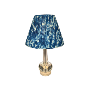 Gathered Blue and White IKAT Lamp Shade 7x16x12