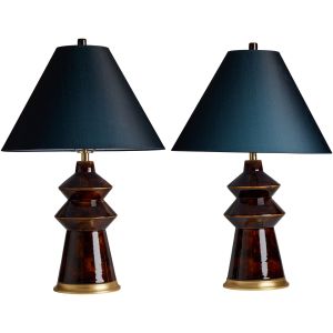 Pair Hwang Bishop Malibu Lamps in Tortoise