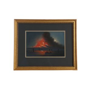 Framed Oil Painting Mt Vesuvius Eruption