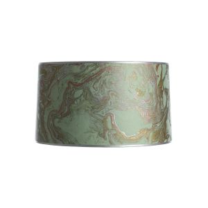16 x 16 x 8.5 Marble Paper Green, Silver and Gold Shallow Drum Lampshade