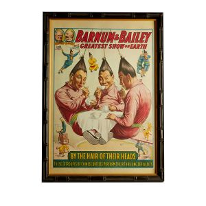 Original Barnum and Bailey Circus Stone Litho Poster Chinese Aerial Acts