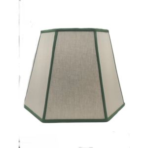10 x 16 x 12 Empire Hexagon Stretched Panel with Green Linen Trim Lampshade 