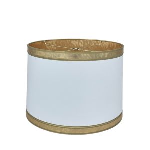 15 x 16 x 11 White Paper Lampshade with Gold Pony Band Top & Bottom Brass Washer Spider
